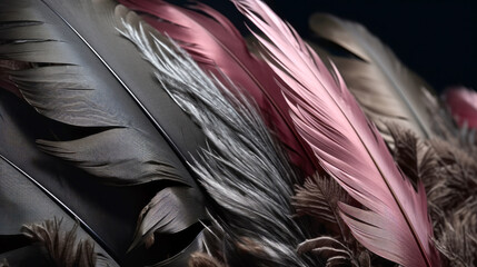 Photo photography close-up background design with feathers. Feather background. - obrazy, fototapety, plakaty