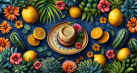 Fruitful Fiesta: A Colorful Celebration of Citrus and Tropical Delights Generative AI