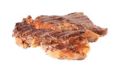 Delicious grilled beef steak isolated on white