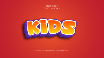 Fototapeta na wymiar Kids editable text effect 3 dimension modern style