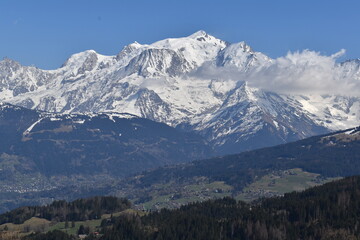 snow covered mountains in winter