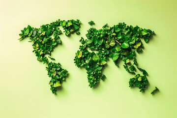 Global Green, A World Map Enveloped in Lush Greenery, Symbolizing Growth, Environmental Care, and the Unity of Conservation Efforts