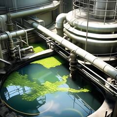 Sewage treatment plant, ai-generatet - obrazy, fototapety, plakaty