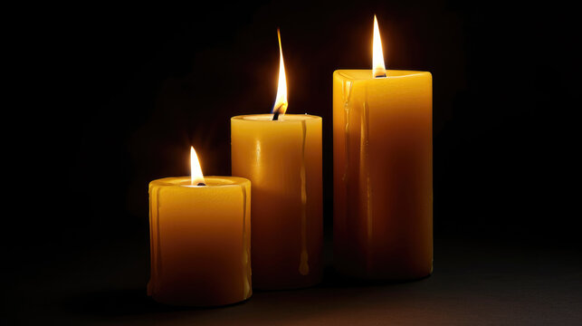 Lit Candles in Dark Room
