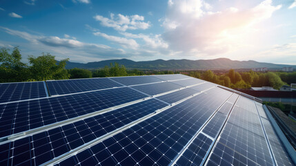 Solar panels against the sky. Renewable natural solar energy