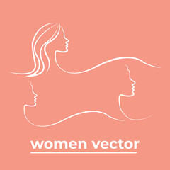 Vector logo for beauty salon with beautiful woman silhouette.
