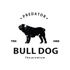 vintage retro hipster bull dog logo vector outline silhouette art icon