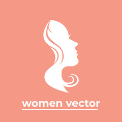 Vector logo for beauty salon with beautiful woman silhouette.