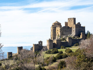Loarre Castle Romanesque medieval Romanesque defensive fortification Huesca Aragon Spain one of the best preserved medieval castles in Spain