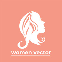 Vector logo for beauty salon with beautiful woman silhouette.