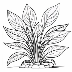 Small Tree Plant coloring outline page illustration for children and adults
