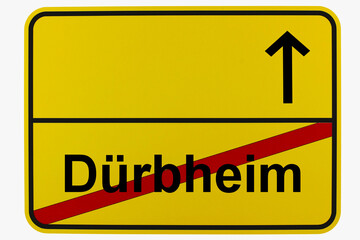 Fototapeta premium Illustration eines Ortsausgangsschildes von Dürbheim in Baden-Württemberg