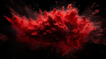 Red dust explosion on black background	