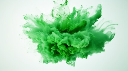 Green dust explosion on white background	