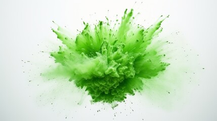 Green dust explosion on white background	