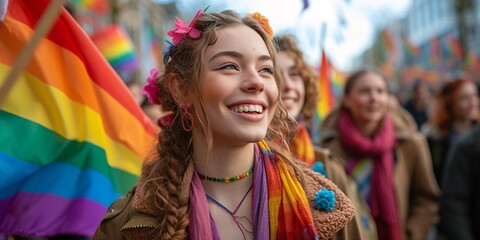 Gay Pride Parade: A Rainbow of Smiles Generative AI