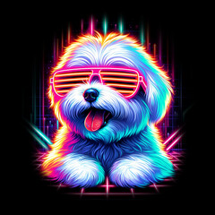 cute colorful dog wearing sunglasses