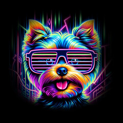 colorful terrier wearing shutter shades