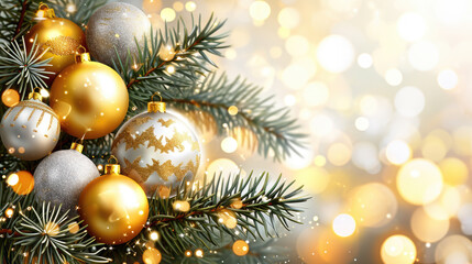 Fototapeta na wymiar Close Up of Christmas Tree with Ornaments