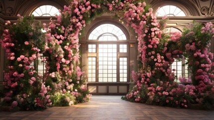 Enchanted Blooms: A Whimsical Symphony of Pink Petals. Generative AI.