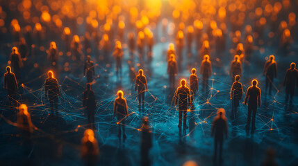 Networking representado por pequeñas figuras con forma humana
