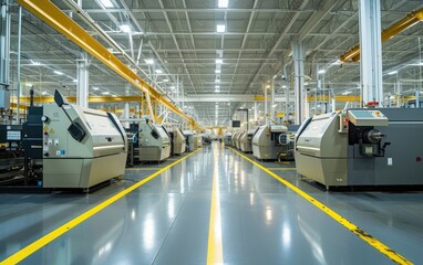 the factory floor that includes several machines