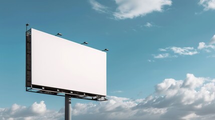 Fototapeta premium white billboard mockup image, graphic, billboard sky background, premium mockup, clouds in background 