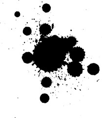 black  watercolor painting splatter splahs on white background