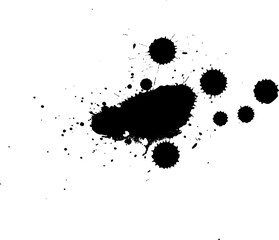 black ink brushed splash splatter on white background