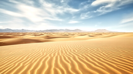 Fototapeta na wymiar Endless expanse of golden sand dunes stretching as far as the ey