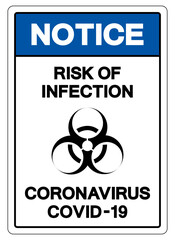 Fototapeta na wymiar Danger Risk Of Infection Coronavirus Covid-19 Symbol Sign, Vector Illustration, Isolate On White Background Label. EPS10