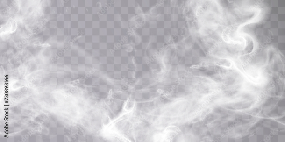 Poster fog or smoke isolated on transparent background with special overlay effect. white vector smoke, clo