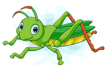 Cartoon grasshopper isolated on white background
