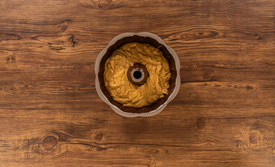 Fototapeta na wymiar Baking Gingerbread Bundt Cake with Caramel Frosting Ingredients