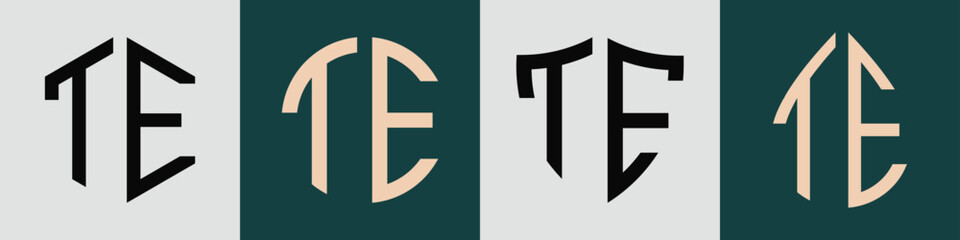 Creative simple Initial Letters TE Logo Designs Bundle.