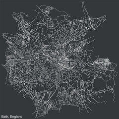 Detailed hand-drawn navigational urban street roads map of the United Kingdom city township of BATH, ENGLAND with vivid road lines and name tag on solid background