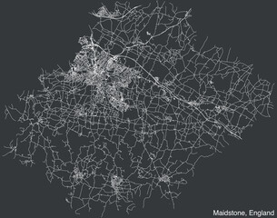 Detailed hand-drawn navigational urban street roads map of the United Kingdom city township of MAIDSTONE, ENGLAND with vivid road lines and name tag on solid background