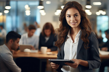 Woman in Business Suit with Tablet