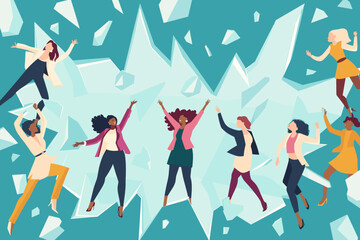 Empowering Women in Leadership, Gender Equality in the Workplace, Female Professionals Breaking the Glass Ceiling Concept. - obrazy, fototapety, plakaty