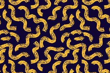 Fashion abstract contemporary seamless pattern with dry brush crayon charcoal lines. Graphic squiggle vector. Modern trendy Vector. Grunge, texture pattern for textile prints