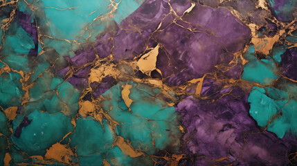 Fototapeta premium Gold, green, purple color marble background