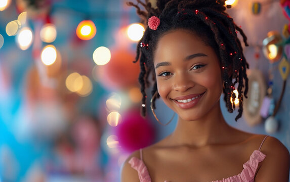 Young Woman With Dreadlocks Smiling at the Camera