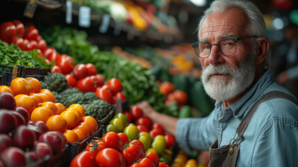 Seniors select fresh produce for a balanced meal at the farmer's market.