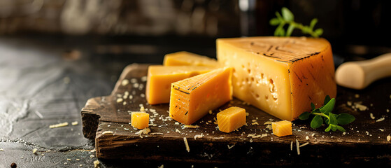 a cheese , with empty copy space,  modern food photography and advertising
