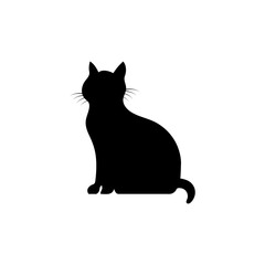 Black silhouette of a cat. Puss or cat silhouette. Feline care. Pet concept. Vector