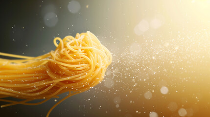 Spaghetti in motion, flying noodle in air. suitable for food, noodle or spaghetti themes