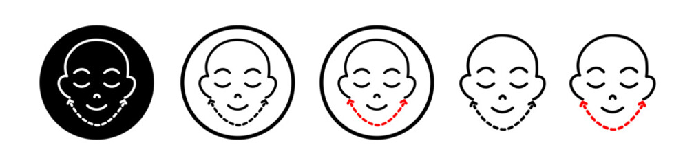 Cosmetic Surgery Line Icon. Facial Improvement icon in black and white color.