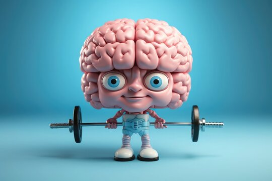Drawing human brain lifting weights