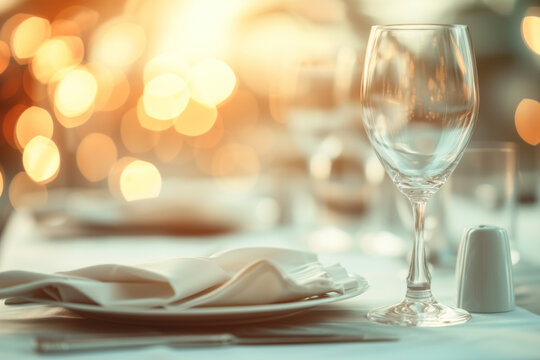 A slide background for a romantic dinner event. Muted colors, blurred. Background image. Created with Generative AI technology