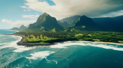 Fototapeta premium Coastal mountain island paradise